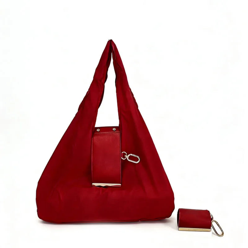 INS Style Nylon Keychain Storage Bag Large Capacity Foldable Shopping Tote Bag Portable Handbag Eco Reusable Shoulder Bag