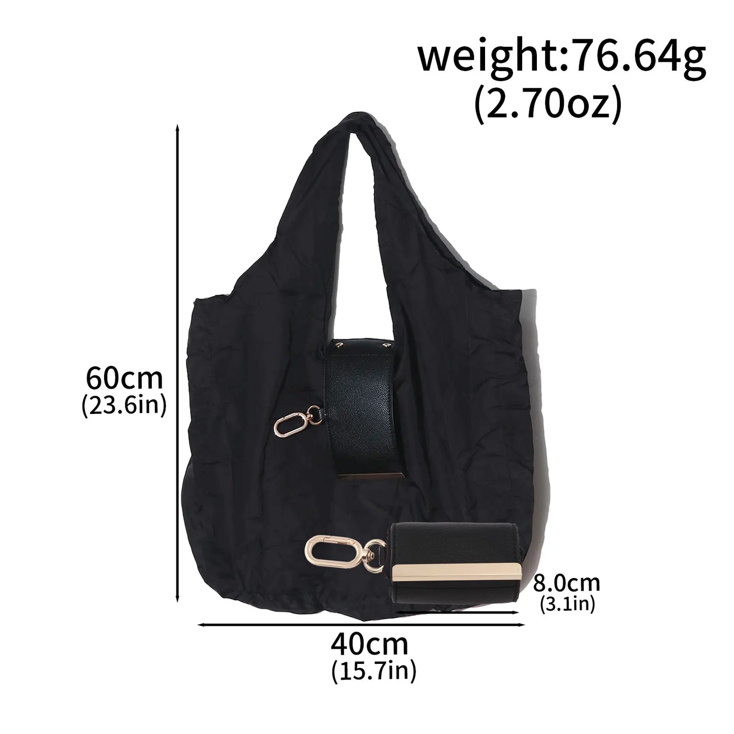 Ins-Style Keychain Storage Bag Nylon Waterproof Eco Friendly Shopping Bag Foldable Portable Handbag Single-Shoulder Underarm Bag