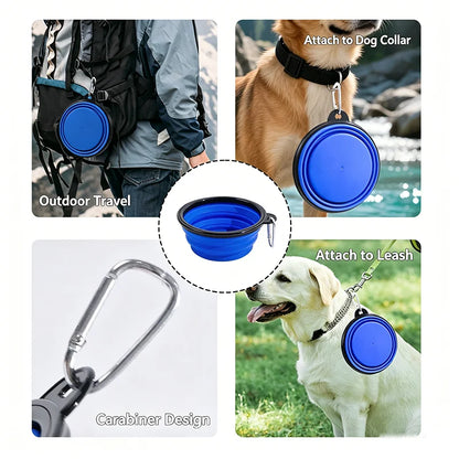 Foldable Collapsible Silicone Pet Feeding Bowl Portable Dog Cat Water Food Dish Outdoor Travel Camping Walking with Carabiner