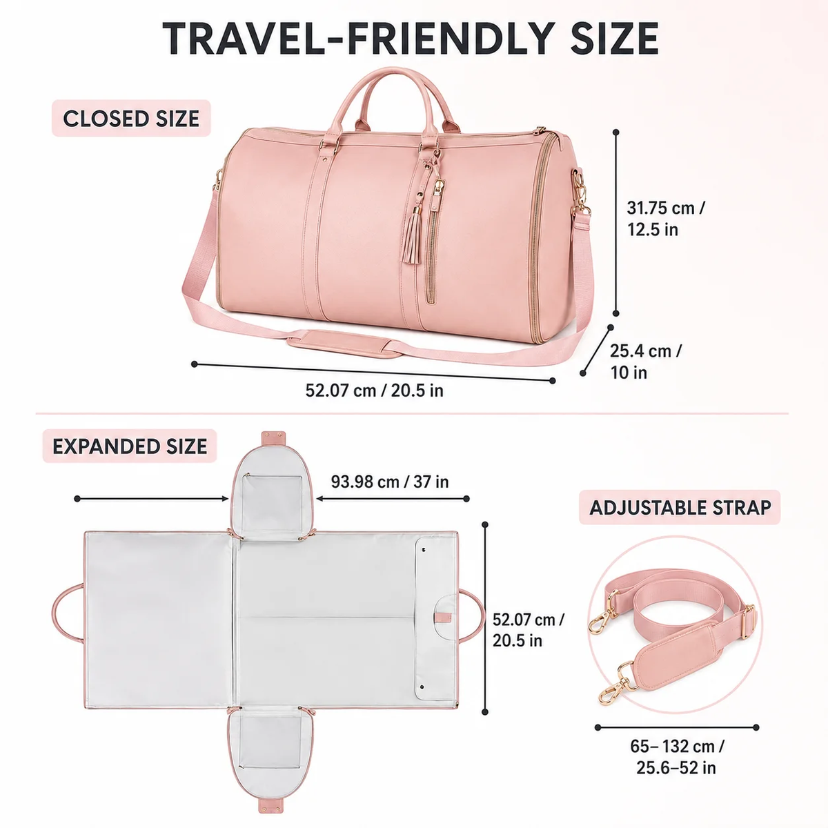 2 in 1 Convertible Garment Duffel Bag for Men, Carry on Weekender Travel Bag for Suits Business Trips Weddings Overnight