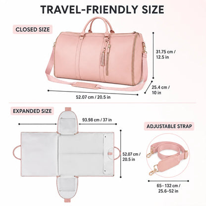 2 in 1 Convertible Garment Duffel Bag for Men, Carry on Weekender Travel Bag for Suits Business Trips Weddings Overnight