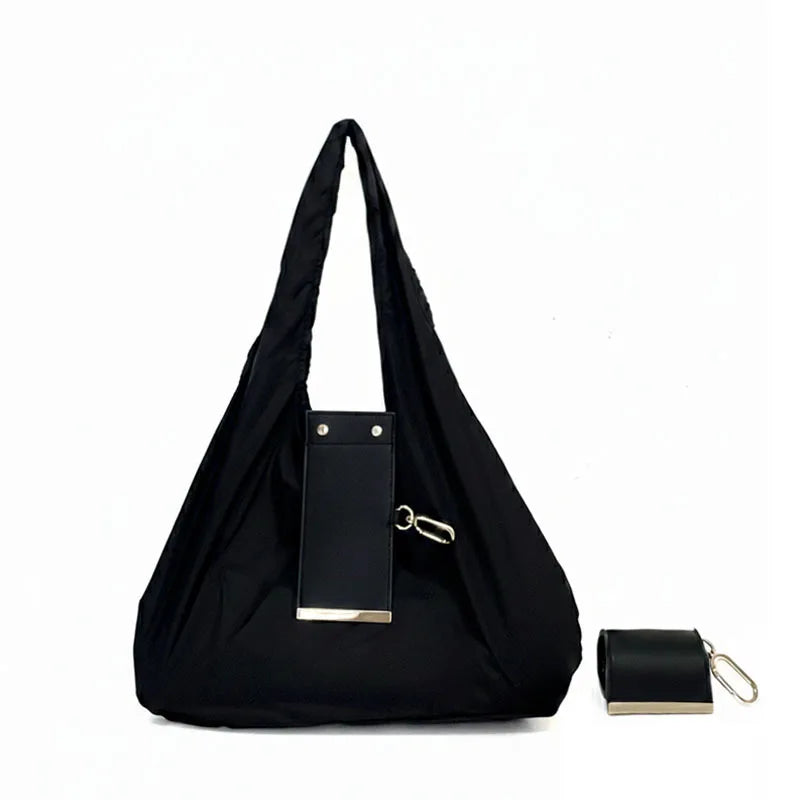 INS Style Nylon Keychain Storage Bag Large Capacity Foldable Shopping Tote Bag Portable Handbag Eco Reusable Shoulder Bag