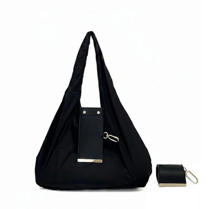 INS Style Nylon Keychain Storage Bag Large Capacity Foldable Shopping Tote Bag Portable Handbag Eco Reusable Shoulder Bag