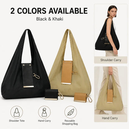 INS Style Nylon Keychain Storage Bag Large Capacity Foldable Shopping Tote Bag Portable Handbag Eco Reusable Shoulder Bag