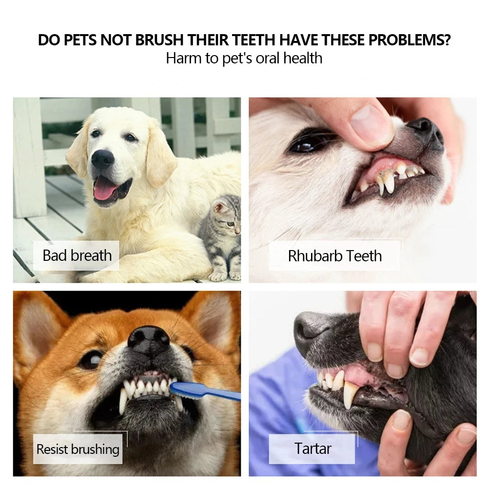 Three Sided Pet Toothbrush Three-Head Multi-Angle Toothbrush Cleaning Dog Cat Brush Bad Breath Teeth Care Tool Cleaning Mouth