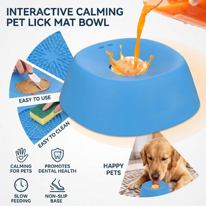 Slow Feeder Dog Bowls for Liquid Treat, Anti-Slip (Entertained Ball-In) Bone Broth Dog Lick Bowl, 3/4 Cup Yogurt Pup Lick Toy