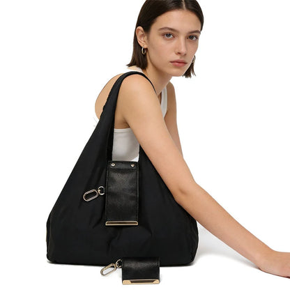 INS Style Nylon Keychain Storage Bag Large Capacity Foldable Shopping Tote Bag Portable Handbag Eco Reusable Shoulder Bag
