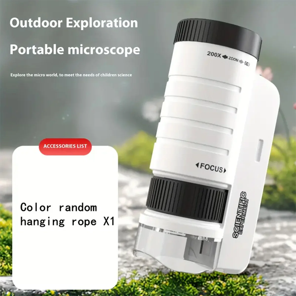 Pocket Microscope Kids Science Toy Kit 60-120X Educational STEM Toy Mini Handheld Microscope with LED Light Outdoor Children
