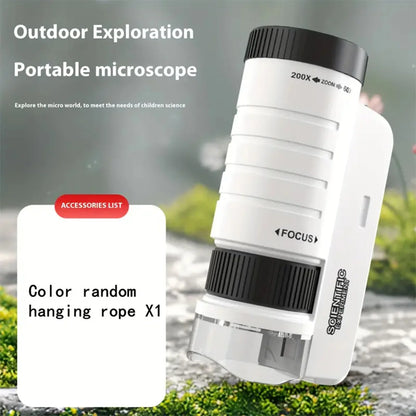 Pocket Microscope Kids Science Toy Kit 60-120X Educational STEM Toy Mini Handheld Microscope with LED Light Outdoor Children