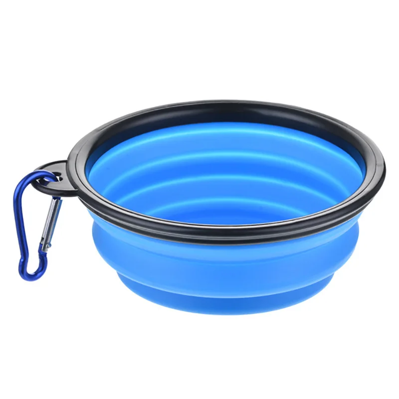 Foldable Collapsible Silicone Pet Feeding Bowl Portable Dog Cat Water Food Dish Outdoor Travel Camping Walking with Carabiner