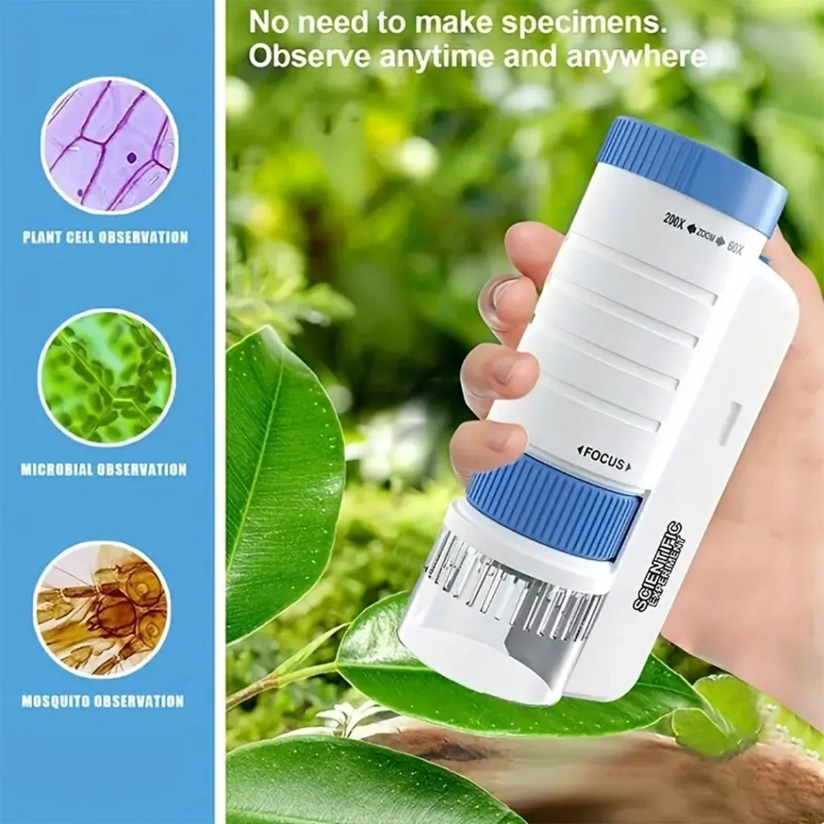 Pocket Microscope Kids Science Toy Kit 60-120X Educational STEM Toy Mini Handheld Microscope with LED Light Outdoor Children