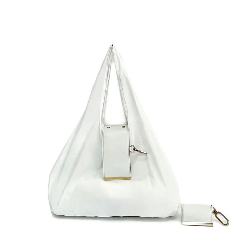 INS Style Nylon Keychain Storage Bag Large Capacity Foldable Shopping Tote Bag Portable Handbag Eco Reusable Shoulder Bag