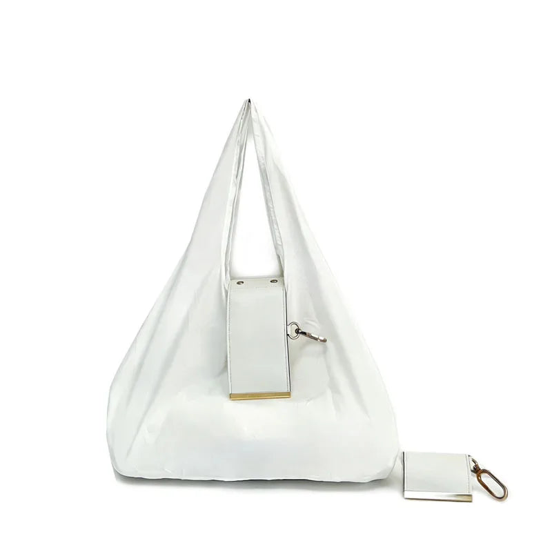 INS Style Nylon Keychain Storage Bag Large Capacity Foldable Shopping Tote Bag Portable Handbag Eco Reusable Shoulder Bag