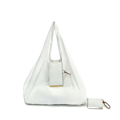 INS Style Nylon Keychain Storage Bag Large Capacity Foldable Shopping Tote Bag Portable Handbag Eco Reusable Shoulder Bag