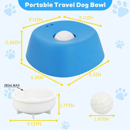 Slow Feeder Dog Bowls for Liquid Treat, Anti-Slip (Entertained Ball-In) Bone Broth Dog Lick Bowl, 3/4 Cup Yogurt Pup Lick Toy