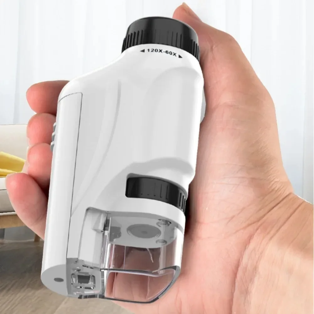 Microscope 60-120X Lab Handheld Microscope Battery Powered Microscope with Led Light Kids Science Microscope