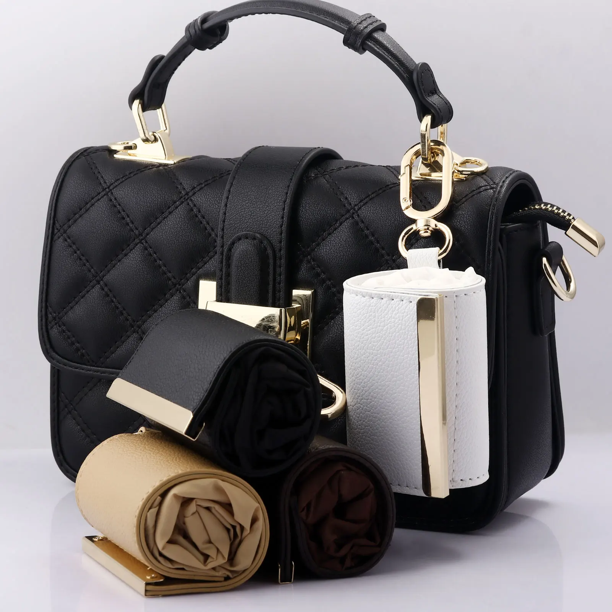 Ins-Style Keychain Storage Bag Nylon Waterproof Eco Friendly Shopping Bag Foldable Portable Handbag Single-Shoulder Underarm Bag