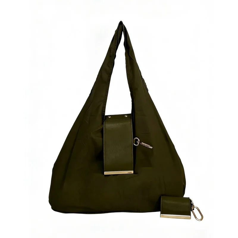 INS Style Nylon Keychain Storage Bag Large Capacity Foldable Shopping Tote Bag Portable Handbag Eco Reusable Shoulder Bag