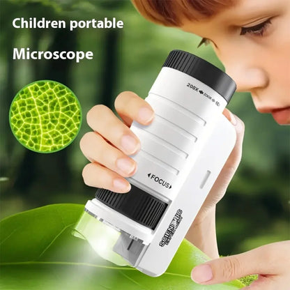 Pocket Microscope Kids Science Toy Kit 60-120X Educational STEM Toy Mini Handheld Microscope with LED Light Outdoor Children