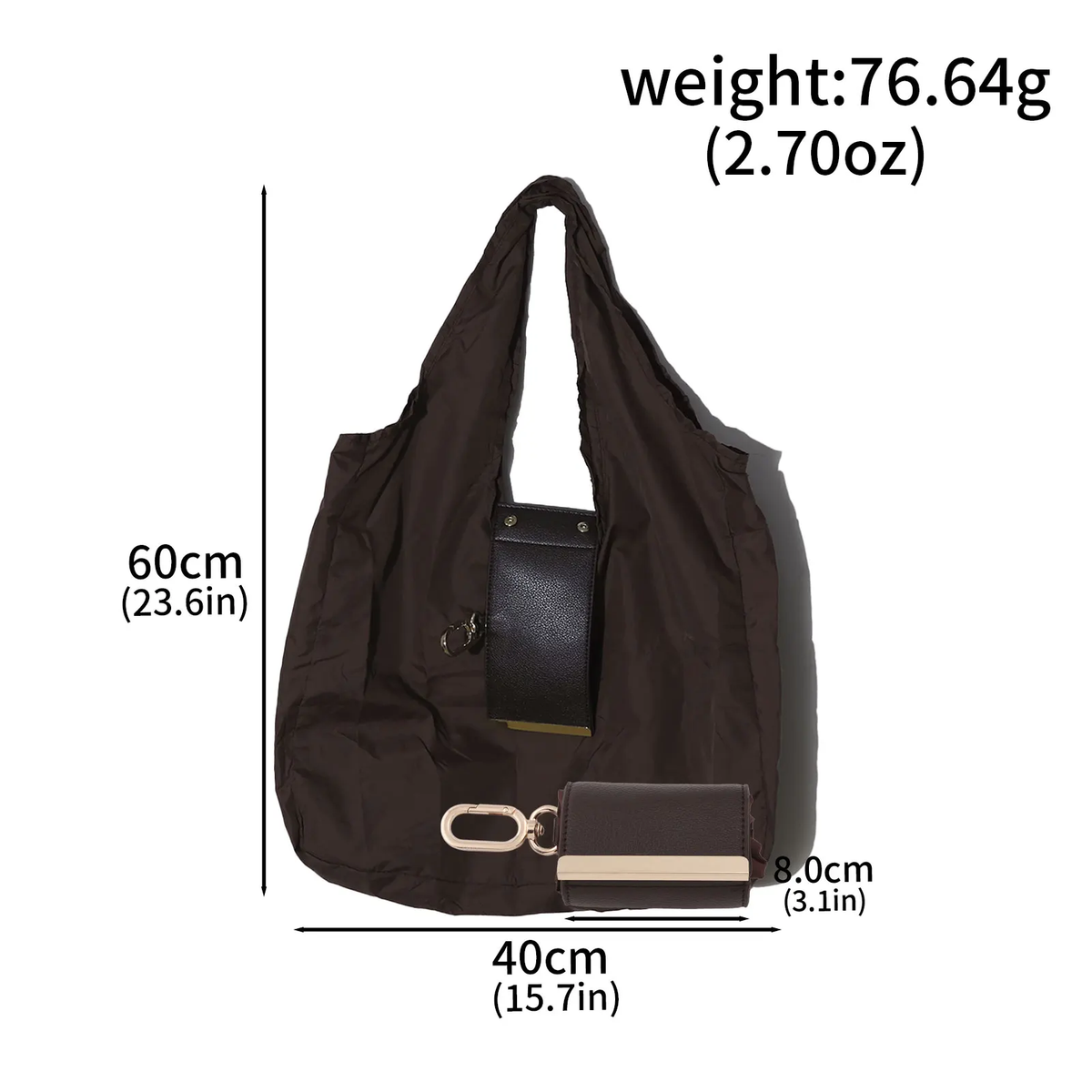 Ins-Style Keychain Storage Bag Nylon Waterproof Eco Friendly Shopping Bag Foldable Portable Handbag Single-Shoulder Underarm Bag