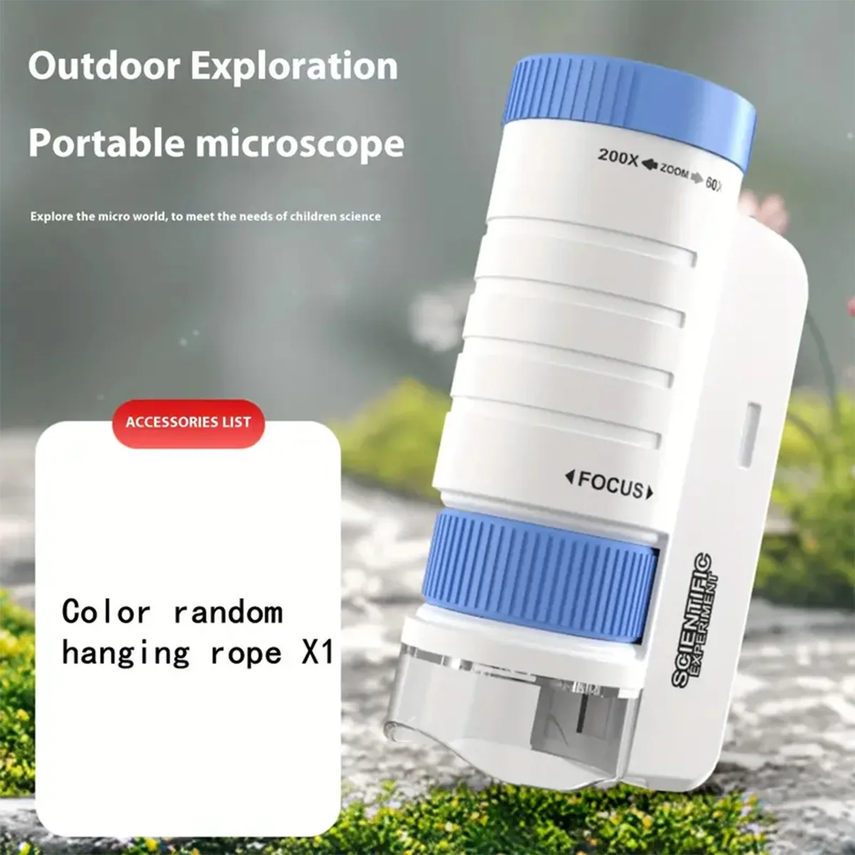 Pocket Microscope Kids Science Toy Kit 60-120X Educational STEM Toy Mini Handheld Microscope with LED Light Outdoor Children