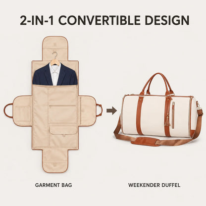 2 in 1 Convertible Garment Duffel Bag for Men, Carry on Weekender Travel Bag for Suits Business Trips Weddings Overnight