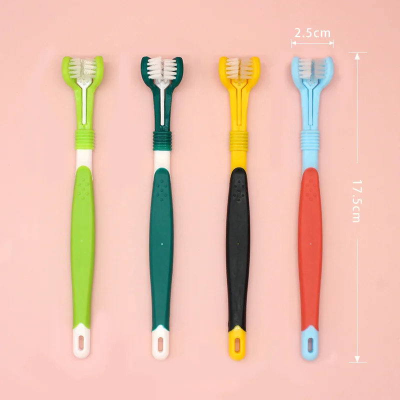 Three Sided Pet Toothbrush Three-Head Multi-Angle Toothbrush Cleaning Dog Cat Brush Bad Breath Teeth Care Tool Cleaning Mouth