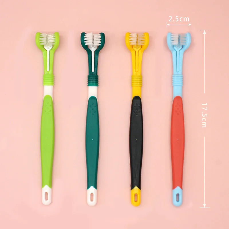 Three Sided Pet Toothbrush Three-Head Multi-Angle Toothbrush Cleaning Dog Cat Brush Bad Breath Teeth Care Tool Cleaning Mouth