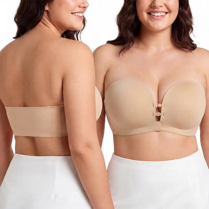 Strapless Front Closure Bra for Women Push up Invisible Backless Underwear Seamless Anti-Slip Bralette for Daily Wear Occasions