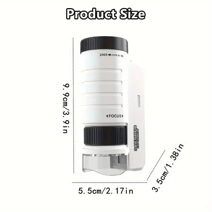 Pocket Microscope Kids Science Toy Kit 60-120X Educational STEM Toy Mini Handheld Microscope with LED Light Outdoor Children