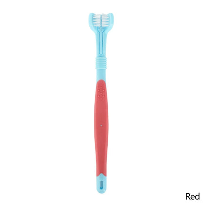 Three Sided Pet Toothbrush Three-Head Multi-Angle Toothbrush Cleaning Dog Cat Brush Bad Breath Teeth Care Tool Cleaning Mouth
