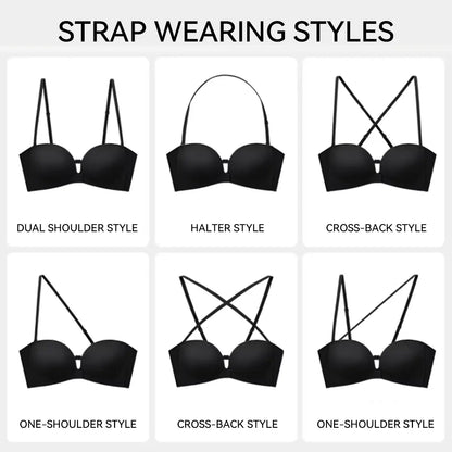 Strapless Front Closure Bra for Women Push up Invisible Backless Underwear Seamless Anti-Slip Bralette for Daily Wear Occasions