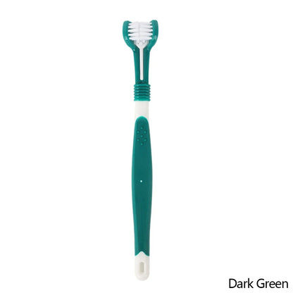 Three Sided Pet Toothbrush Three-Head Multi-Angle Toothbrush Cleaning Dog Cat Brush Bad Breath Teeth Care Tool Cleaning Mouth