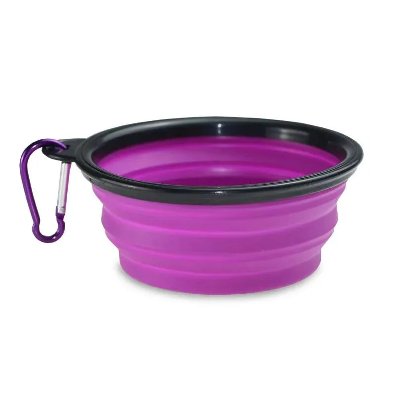 Foldable Collapsible Silicone Pet Feeding Bowl Portable Dog Cat Water Food Dish Outdoor Travel Camping Walking with Carabiner